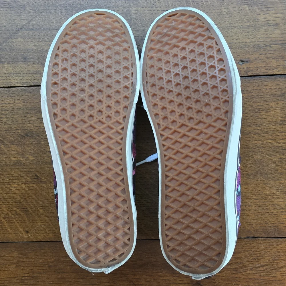 Vans Black Canvas Sneakers with Pink and Teal Floral Design - Picture 6 of 6